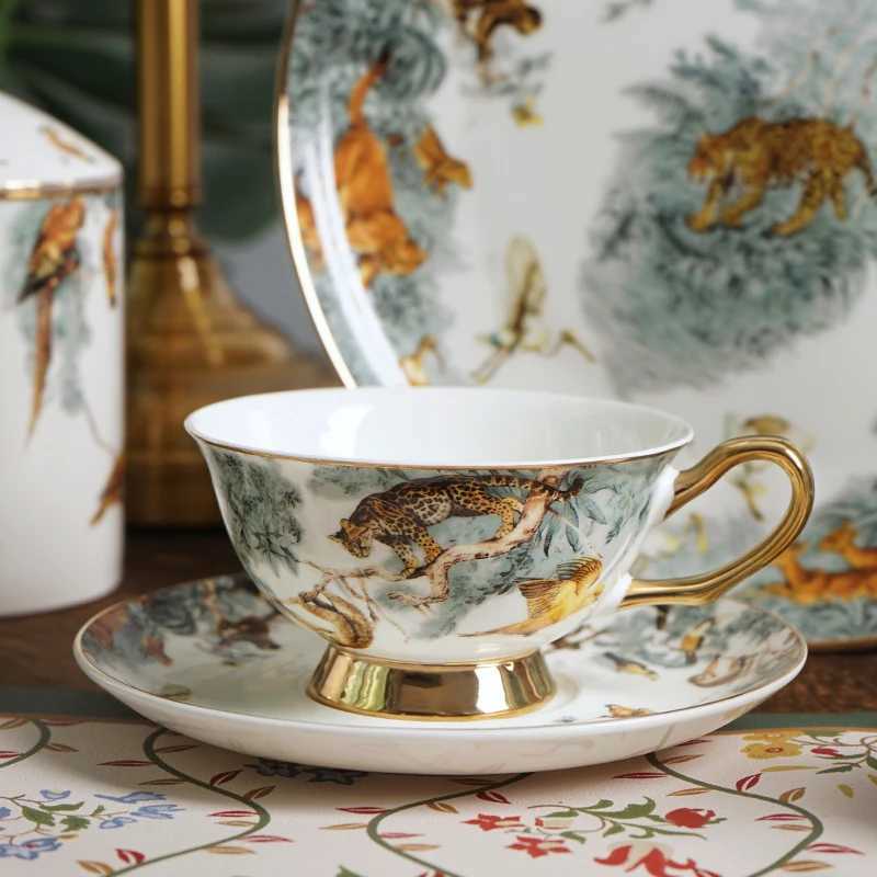 Bone China Dinner Plates X250129 S2566 12110 New Style Animal Tableware Plate Forest Leopard Dishes And Sets