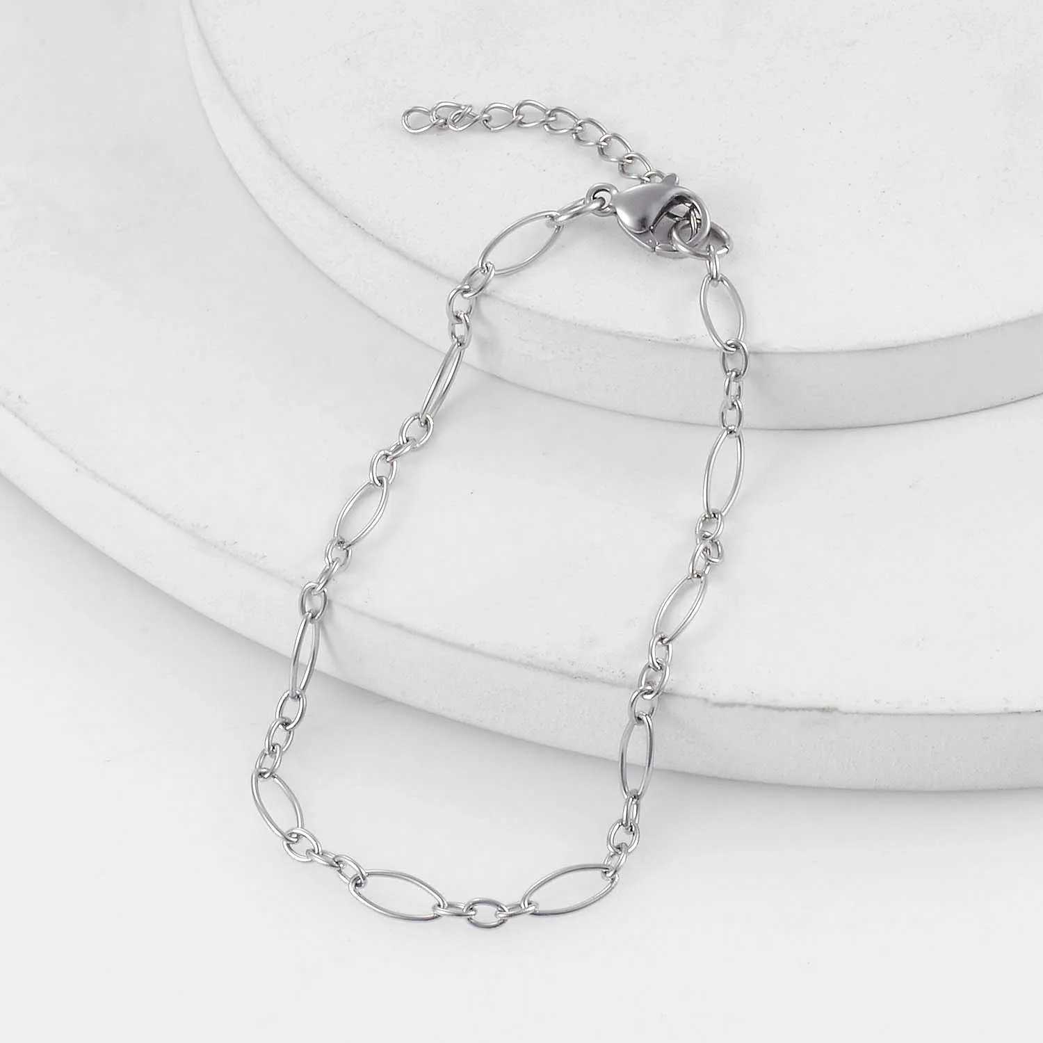 Stainless Steel Handmade Chain Golden Figaro Bracelet High Quality Mens and Wens Jewelry X250129