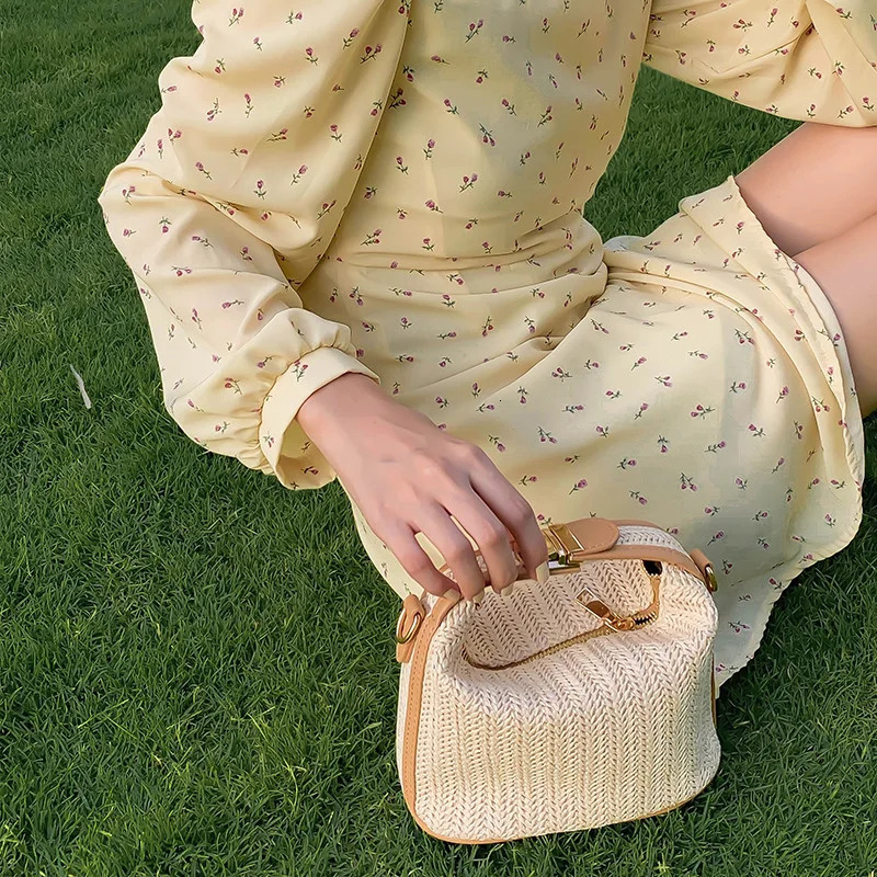 Straw Crossbody Bag For Women Fashion Small Knitting Tote Bag Bohemian Summer Purse Handbag Travel Bucket Beach Bags 250120