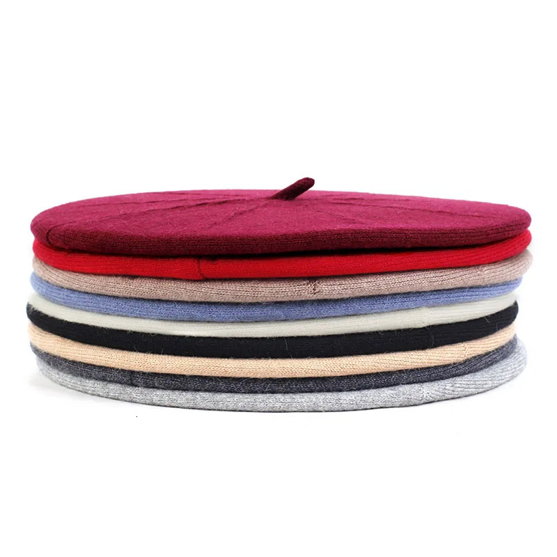 Geebro Casual Ladies Pure Cotton Beret Flat Top Solid Color Female British Style Berets Girls Fashion Winter Hat 250120