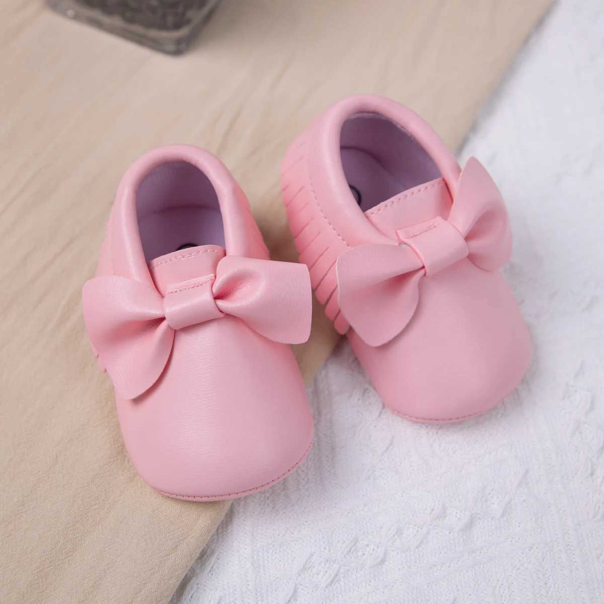 Newborn Baby Girls Fashion Bowknot First Walkers Shoes Anti-Slip Rubber Sole Toddler Crib Shoe X250129