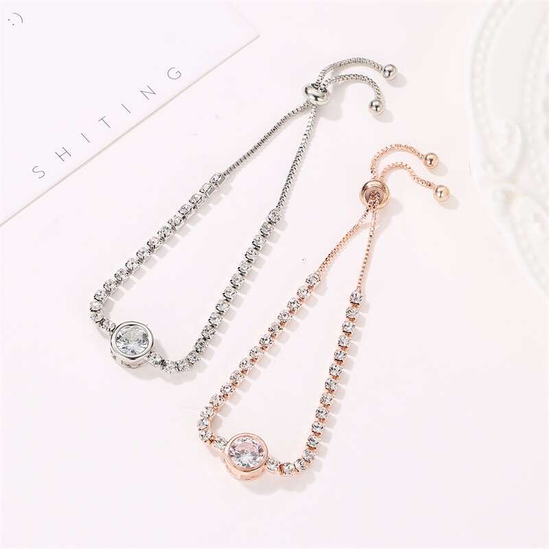 Fashion Rose Gold Love Zircon Versatile High end Alloy Dia Set Women's Bracelet