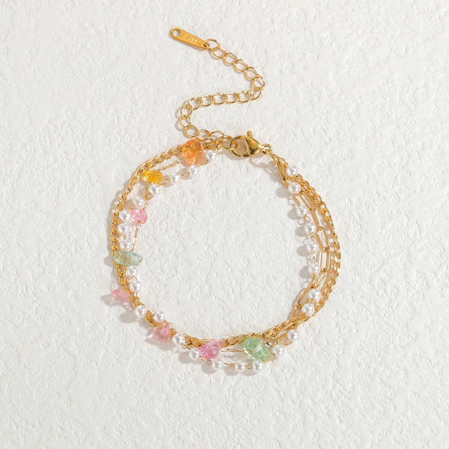 Nextvance Trendy Tree-layers Colorf Stones Bracelets Shell For Wen Stainless Steel Gold Plated Chain Jewelry Gifts X250129