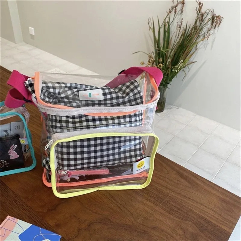 ns Korean Style Color Matching Transparent Bag Street S Outdoor Snacks Toys Going Out Shoulder Swimming Backpack Beach Bag 250121
