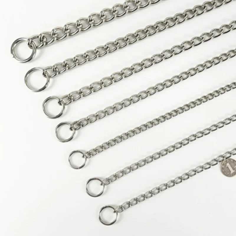 Metal Stainless Chain Dog Collar Silver Cuban Link Dog Slip Chain Choke Collar Steel Strong Slip Dog Collars for Pet X250129