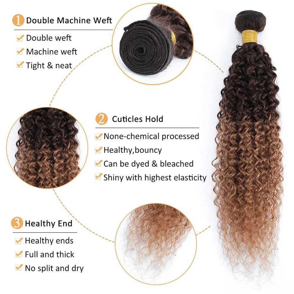 Curly Bundles With Clo Human Hair 2 Tone T4/30 Ombre Human Hair Bundles With Clo Brazilian Remy Human Hair ExtensionsXJ250120