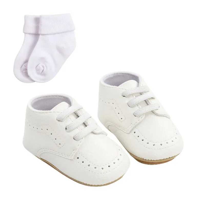 Newborn Infant Toddler Baby PU Lace-up shoes Soft Bottom Anti-slip First Walkers Prewalker baby boy girl shoes with socks 0-18M X250129
