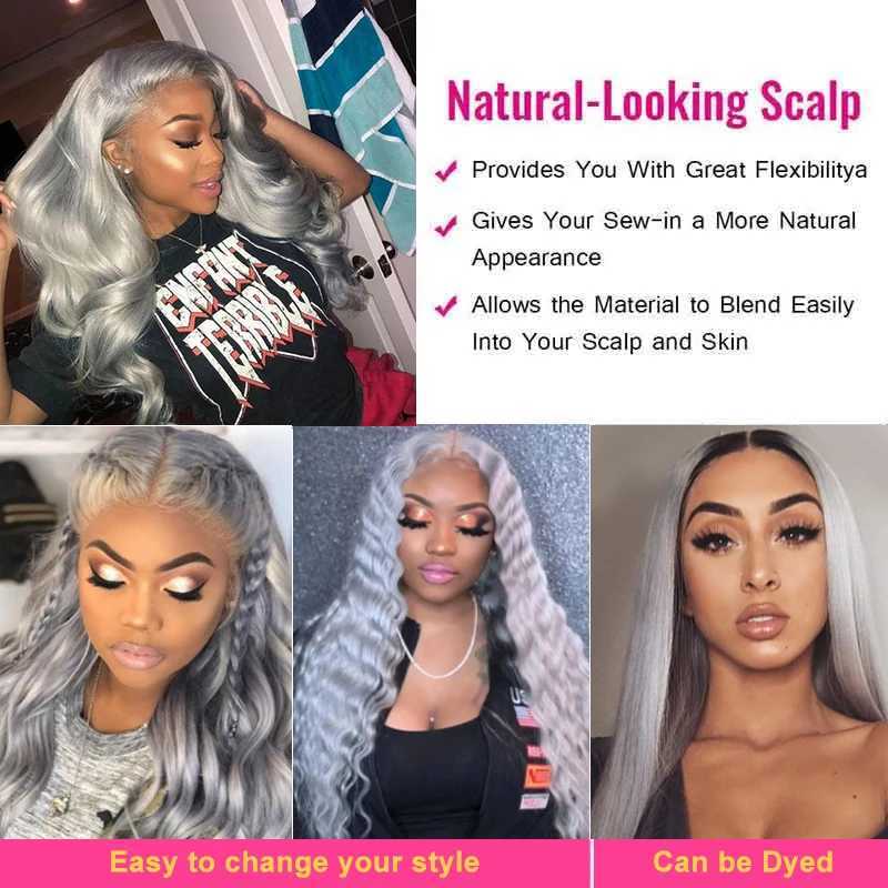 Silver Grey Bundle With Clo 4x4 Brazilian Body Wave Hair Weave Bundles With Lace Clo Remy 100% Human Hair Extension SOKUXJ250120
