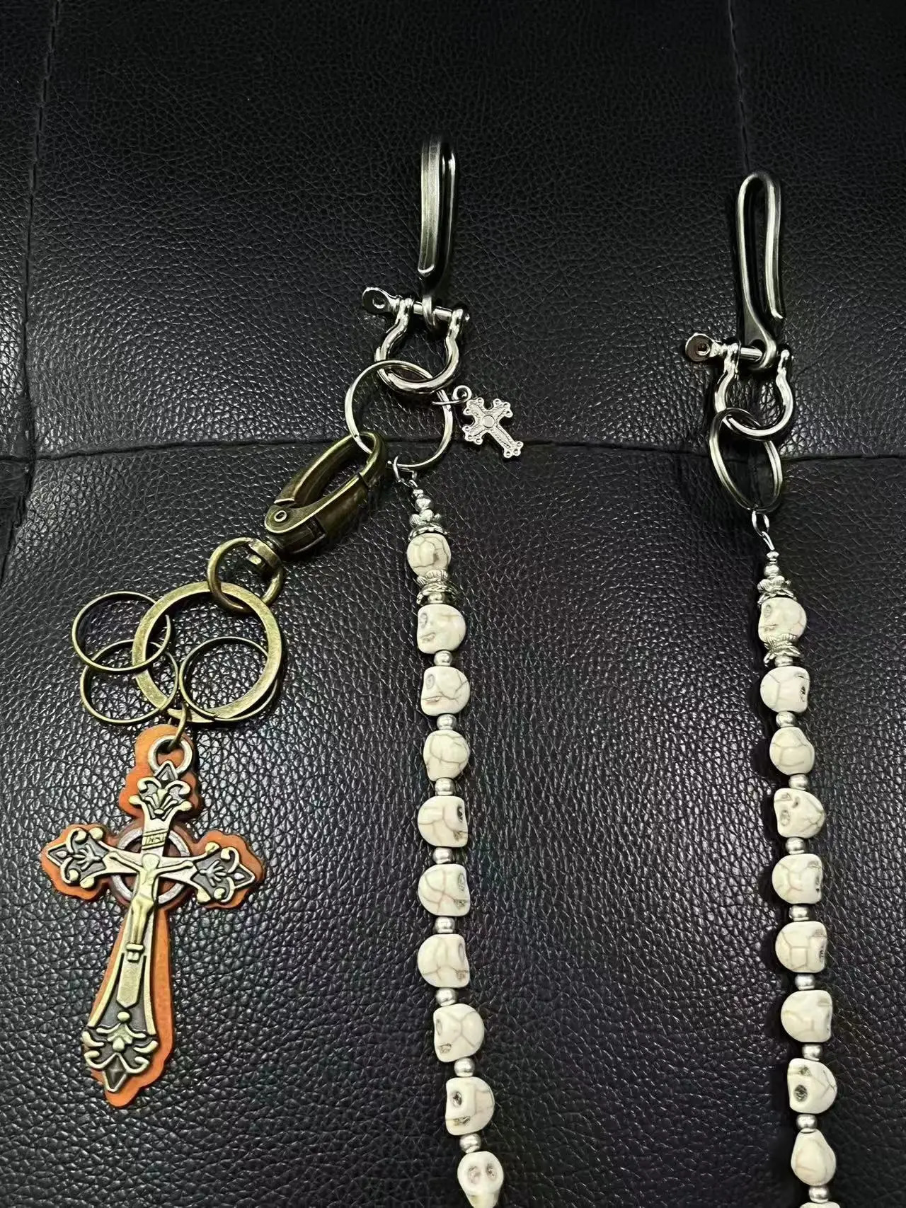 Ainworth Retro White Skull Beaded Pants Chain Bag Hanging Chain Niche Cross Waist Chain Cowboy Accessories 250122