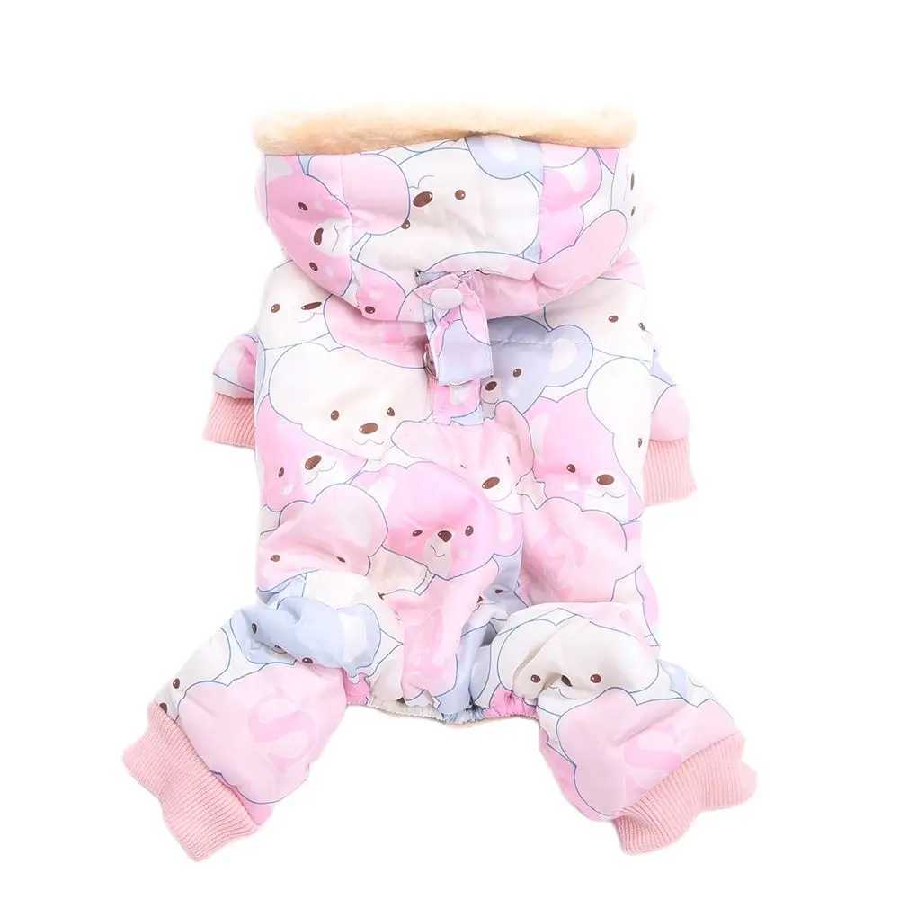 Dog Cat Warm Jumpsuit Hoodie Letters Print with Leash Ring Pet Puppy Coat Jacket Outfit for Dogs Cats Small MediumXJ250121