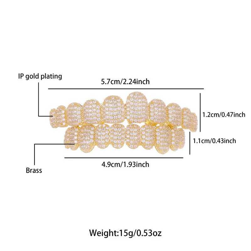 Hip Hop 10 Full CZ Stones Long Teeth Grillz Caps Cubic Zircon Iced Out Micro Pave Top Bottom Charm Grills For Men Women JewelryXJ250114