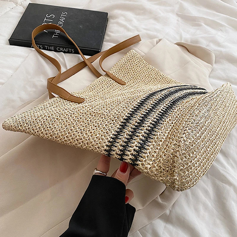 Vintage Straw Rattan Woven Bags Handmade Summer Beach Bags Ladies Large Capacity Shoulder Bag Bohemia Travel Handbags sac 250120