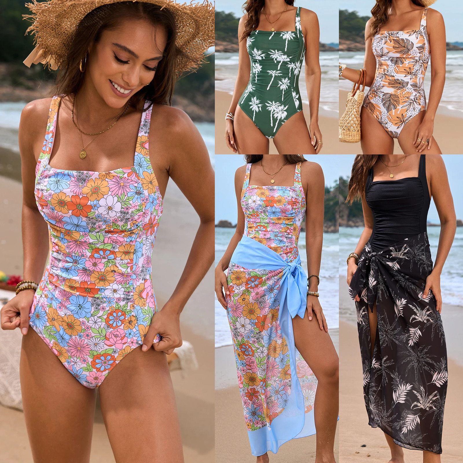 2025 small floral one-piece swimsuit womens one-piece swimsuit 250122