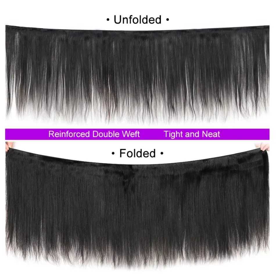 Bone Straight Human Hair Bundles With Frontal Clo 30 32 Inch Virgin Hair Weave Bundles With Clo Remy Hair ExtensionsXJ250120