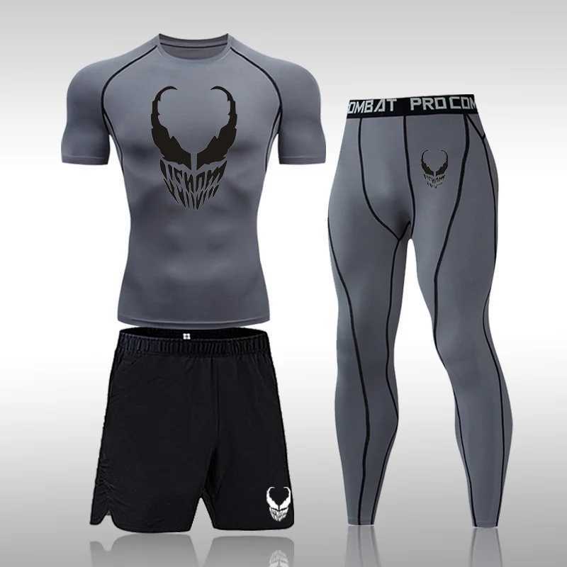 Mens MMA Compression Sets Tracksuit Quick Dry Sports Suits Jogging Running Set Rashgard Gym Clothing Men Fitness Workout Tights X250129
