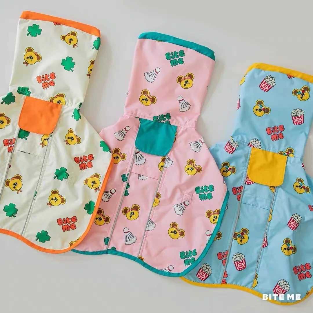 INS Cartoon Pet Dog Waterproof Raincoat Pet Clothes for Dogs Clothes Hooded Dog Raincoat Leashable Puppy Bichon Teddy Dog ClotheXJ250121