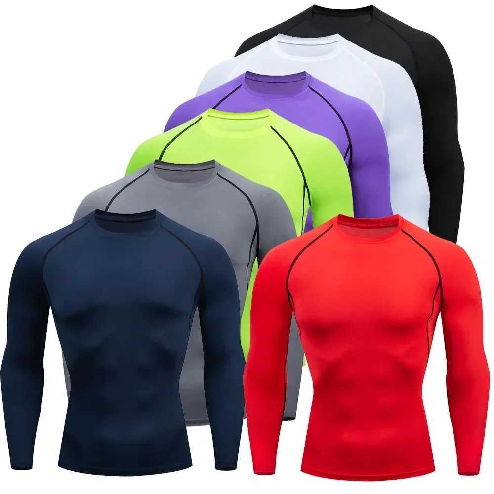 Mens running sportswear gym hot underwear skin compression fitness MMA Rashgard mens fast drying tight track and field clothing X250129
