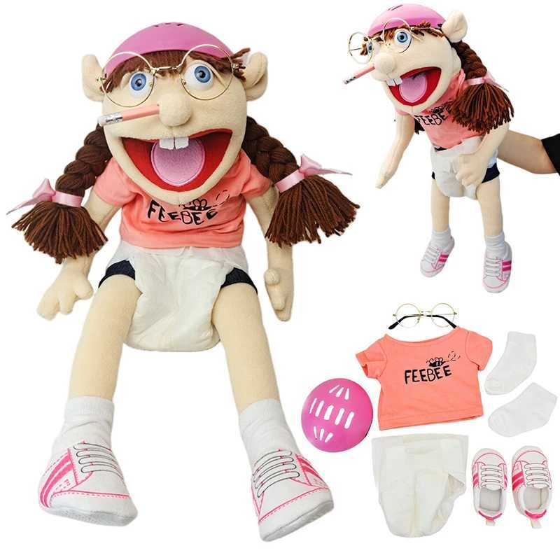 Large Feebee Hand Puppet Jeffy Sister Muppet Plush Toy Brother Talk Show Party Props Christmas Plushie Doll for Boys Girls Gifts X250129