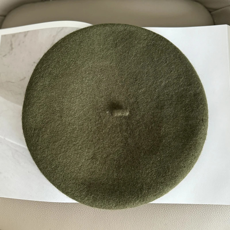 Luna Dolphin Women Autumn Winter Wool Mushroom Hat Berets Avocado Green Vintage Artist Cap Painter Beanie Hat Sweet Color Warm 250120
