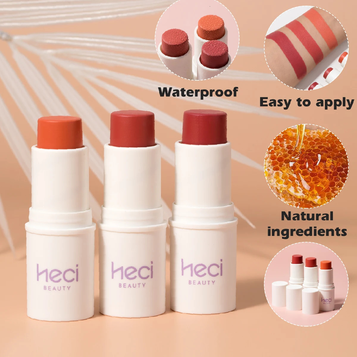 Womens Gift Creamy Blush Sticks 3pcs/Set Vibrant Orange Red Blush Waterproof Multifunctional Face Makeup r Stick 250121