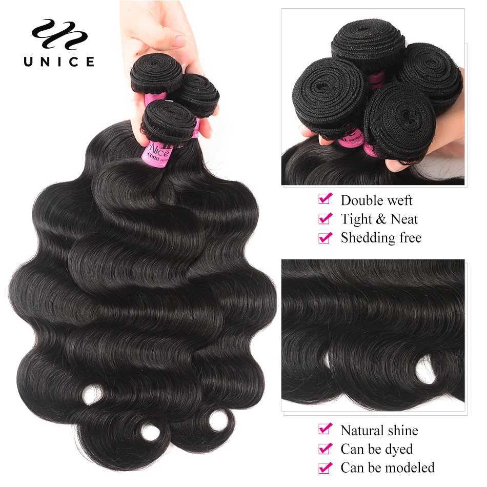 UNICE HAIR 4x4 Lace Clo With Malaysian Body Wave 3/4 Bundles with Lace Clos With Remy Hair Human Hair BundlesXJ250120