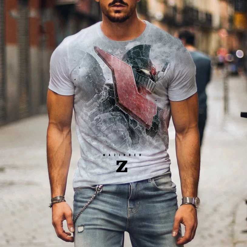 Hot Sale Mazinger Z T Shirt For Men Anime Robot 3D Print Short Sleeve T-shirts Women Fashion Streetwear Harajuku Kids TopsXJ250117