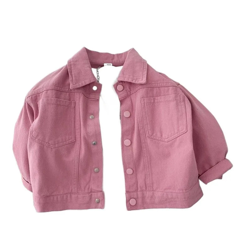 Boys Girls Denim cotton Jackets Pink Laple Tops Spring Autumn 2024 Fashion Sweet Cute Coat Jacket Baby Girl Clothes 2-10Yrs 250114