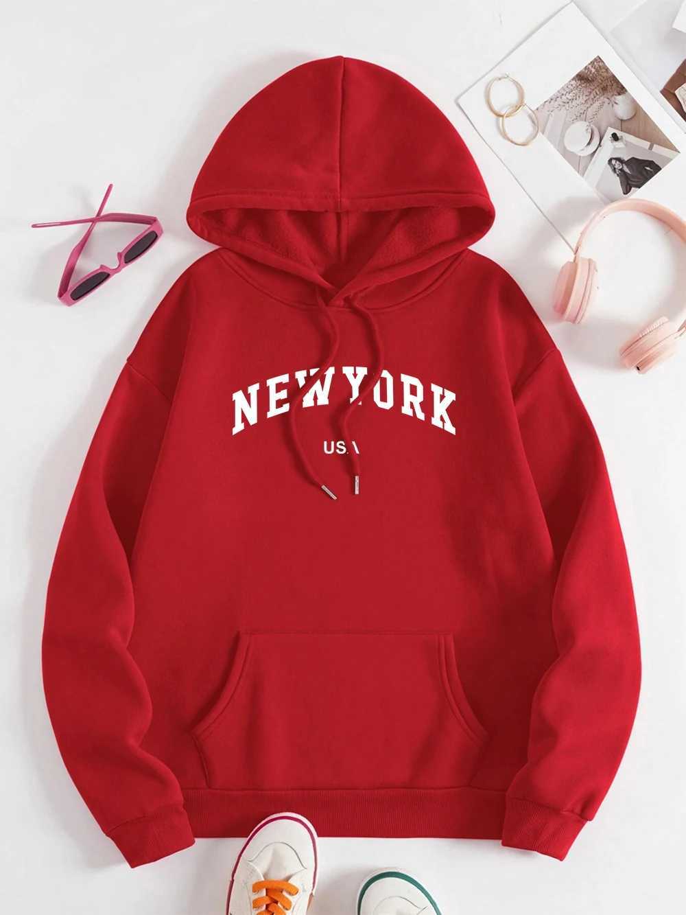 New York Usa City Letter Graphic Sweatshirt Men Women Loose Fleece Hoodie Pullover Hoodies Crewneck Pocket Clothes Couple NewXJ2500118