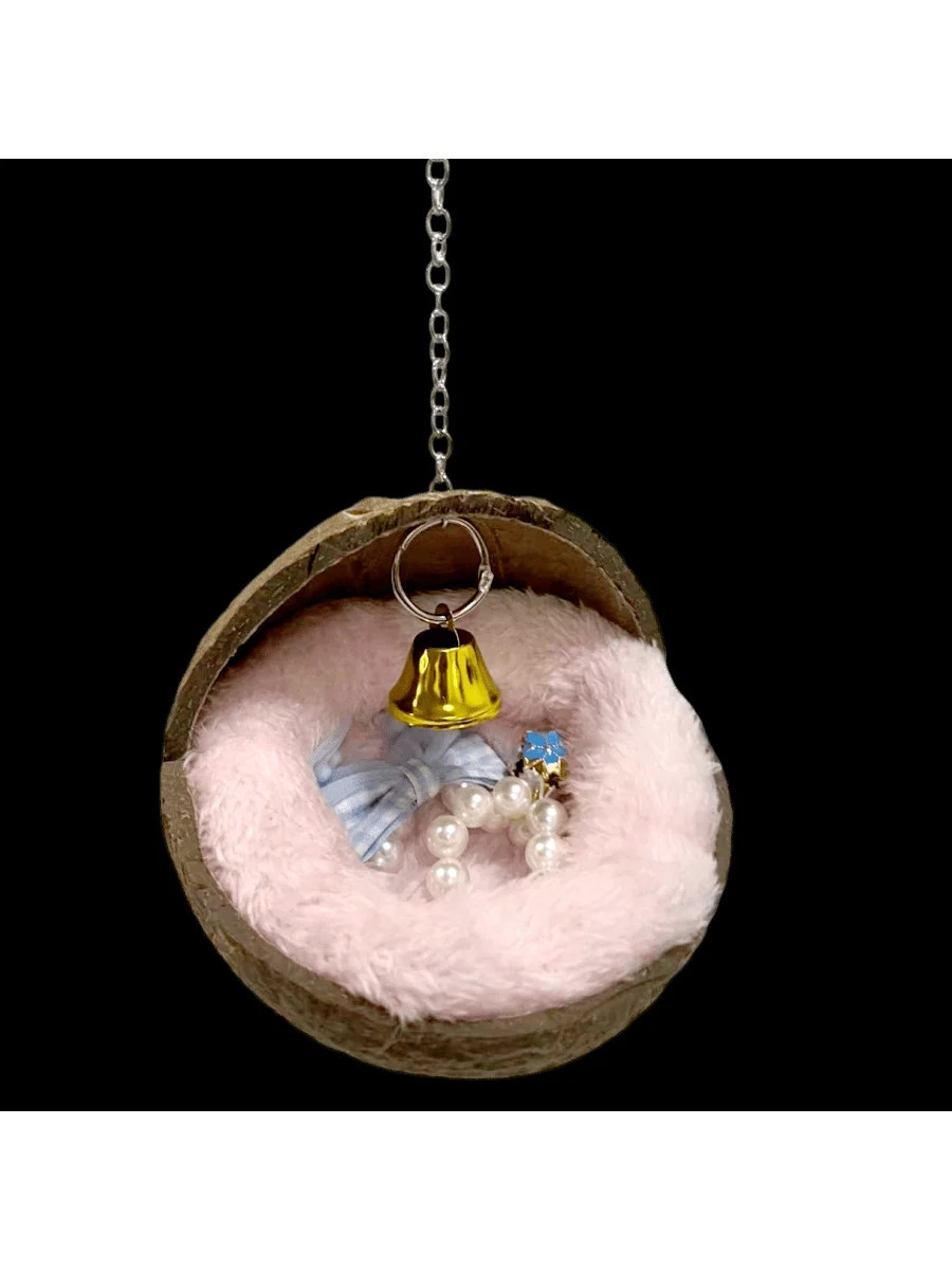 Natural Coconut Shell Birds Nest Parrots Nest Parrots Breeding Swing Hammock Hanging Ring Parrot Toy Suspension Bridge 250121