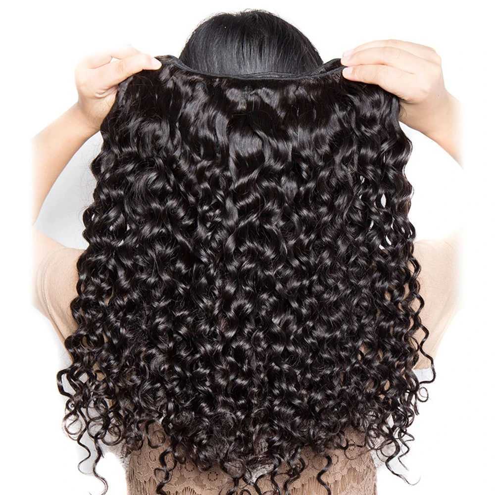 Deep Water Wave Bundles With Clo Frontal 100% Unprocessed Raw Human Hair Full And Thick 3 Bundles With 13x4 HD Lace FrontalXJ250120
