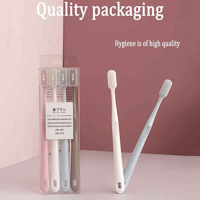 A set of four toothbrushes for adults or children manual disposable travel toothbrush multicolor toiletries oral 250115