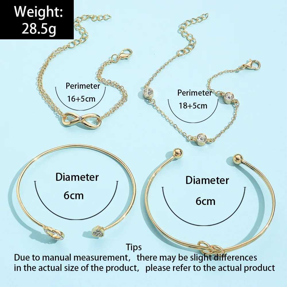 4-piece/set Retro Gold Cuff Zircon Bracelet Set Star Bracelet Fashion Elegant Bracelet Jewelry Gift X250129