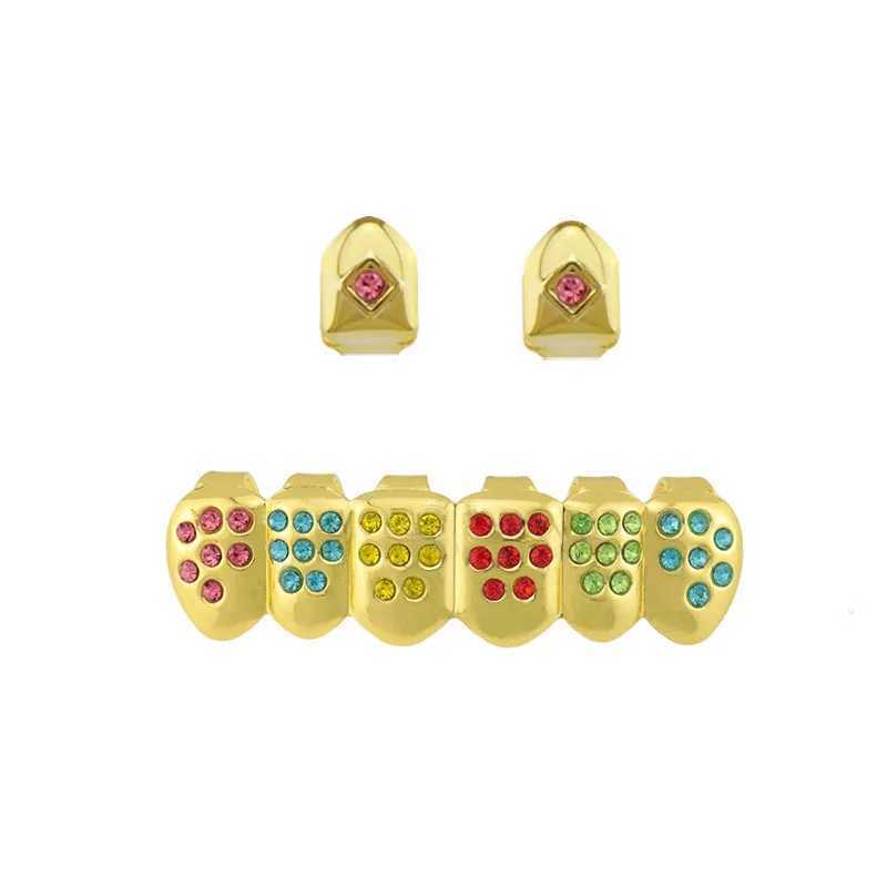 Hip Hop Iced Out Bling Zircon Teeth Grillz For Unisex Cubic Zircon Paved Teeth Grills Caps Top Grillz Hip Hop JewelryXJ250114