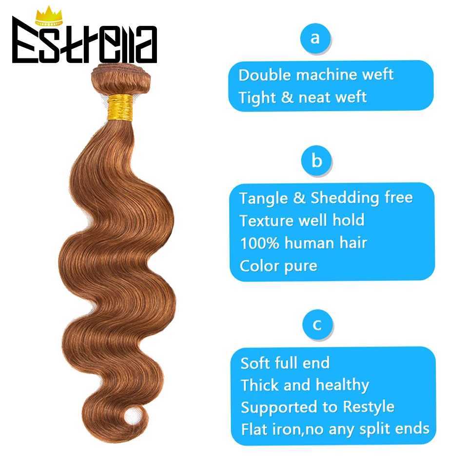 Gold Brown Body Wave Human Hair Bundles with Clo Brazilian Color 30 Remy Human Hair Bundles with 4x4 Lace Clo Free PartXJ250120