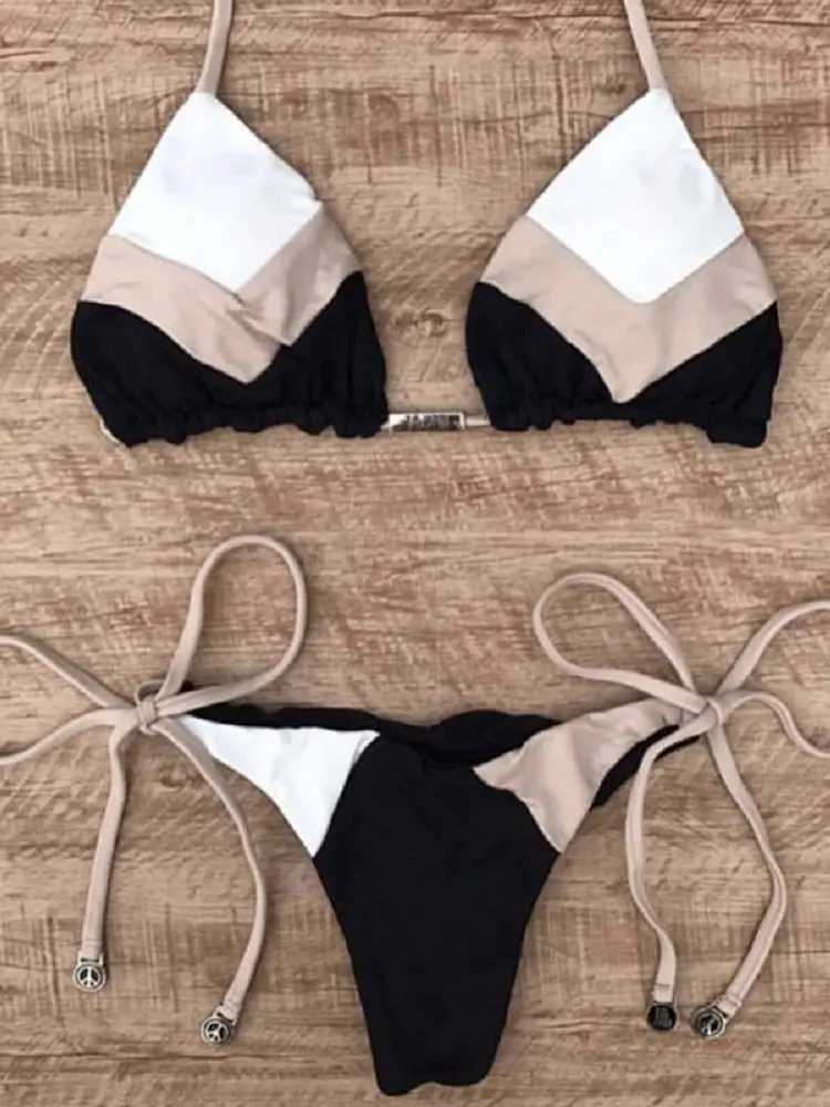 Micro bikinis 2020 Sexy Solid Color Stitching Swimwear Women bikini Set Swimming Suit Bathing Suit Swimsuit Biquinis FemininoXJ250120