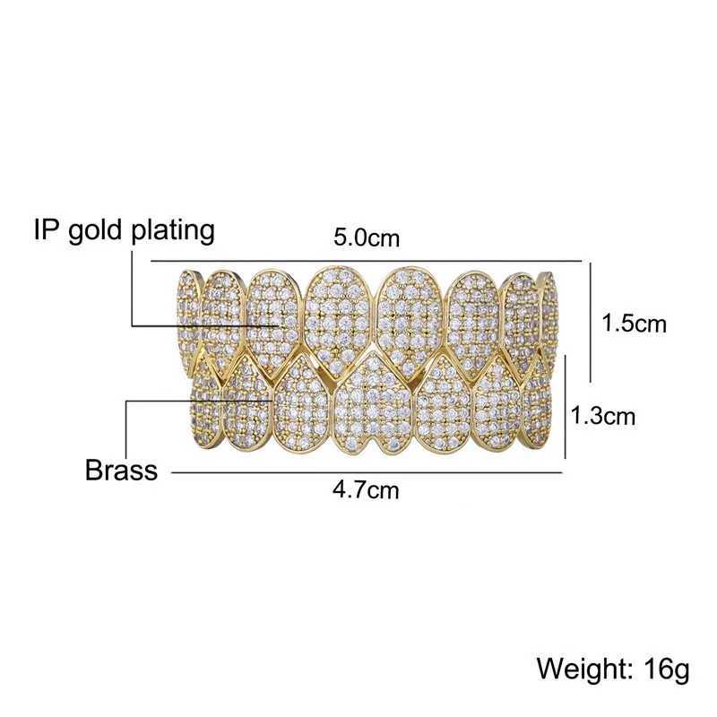 Rock CZ Teeth Grillz Caps Cubic Zircon Iced Out Micro Pave Top Bottom Charm Grills For Men Women Hip Hop Jewelry CosplayXJ250114