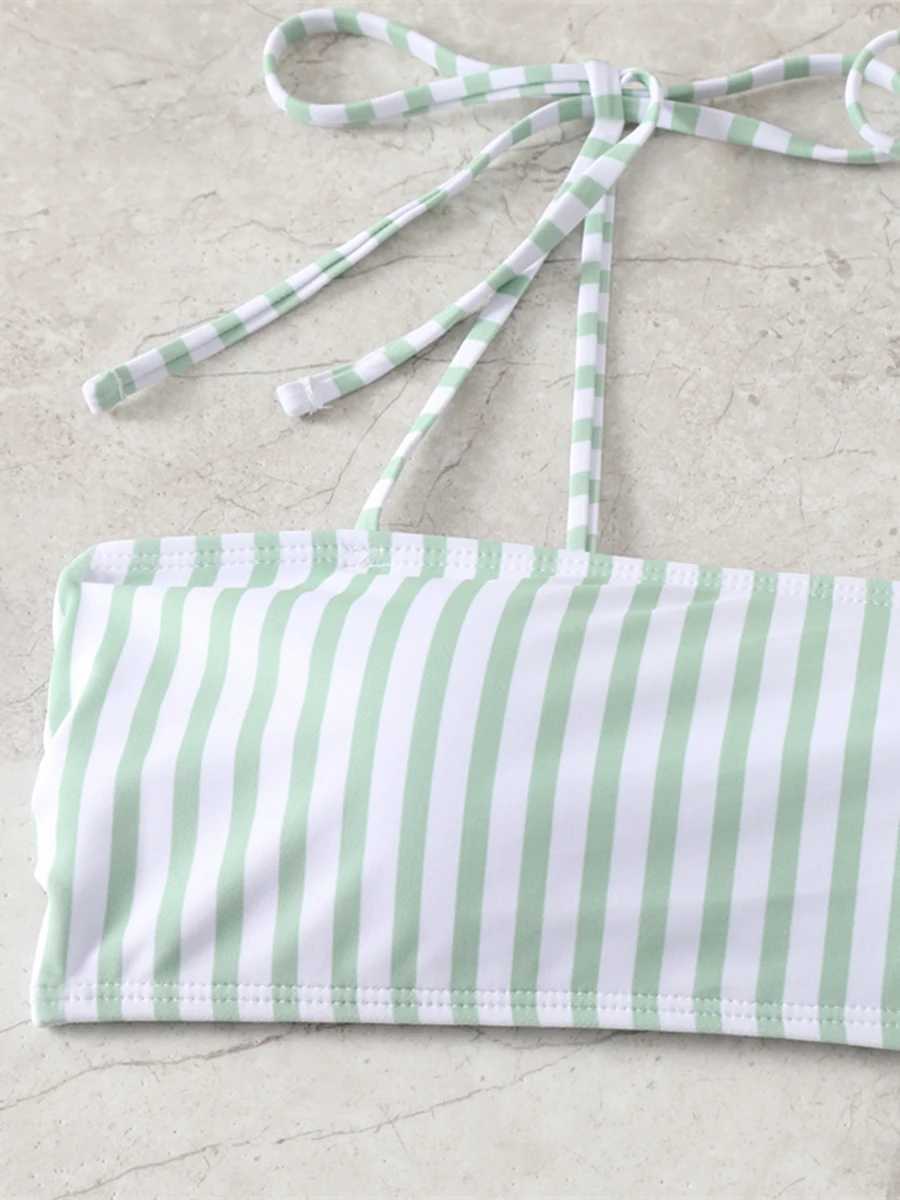 2024 Striped Strappy Two Piece Bikini Swimsuit Women Swimwear Fe Bathers Bathing Swimming Swim Suit BeachwearXJ250120