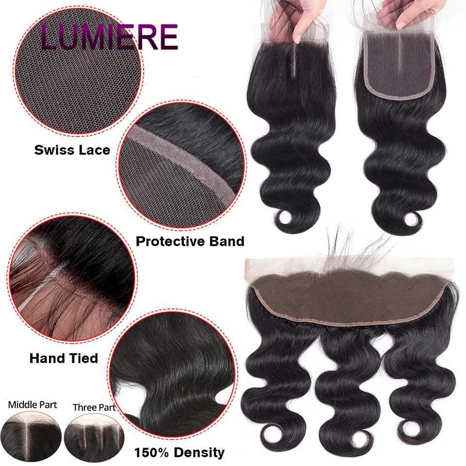 Body Wave Human Hair Bundles With 4X4 13x4 HD Lace Frontal Clo With Bundles Brazilian Hair Weavings Extensions 3/4 BundlesXJ250120
