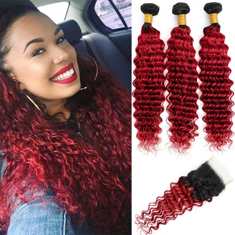 DreamDiana 12A Brazilian Deep Wave 3 Bundles with Clo Ombre Human Hair Bundles with Clo Curly Hair Bundles with CloXJ250120