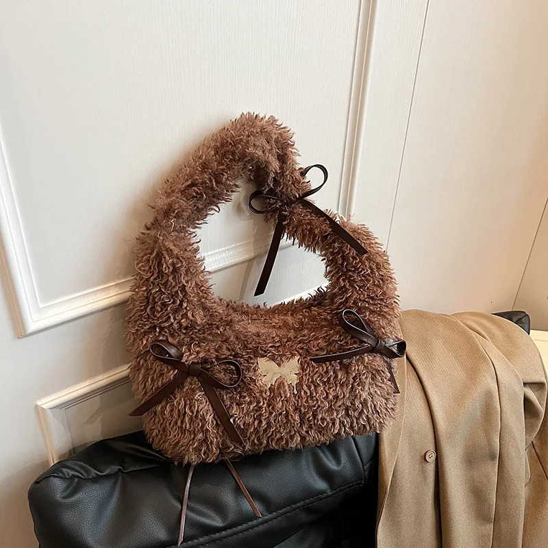 Fashionable Womens Handbag Womens Crossbody Bag Fluffy And Soft Plush Warmth Winter Casual Shoulder Bag 250122