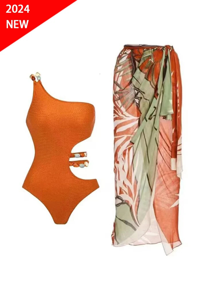 Fashion Printed swimsuit trend High Waist bikinis sets Womens Swimsuit One Piece Backless Sexy Beach Swimwear for Holidays 250122