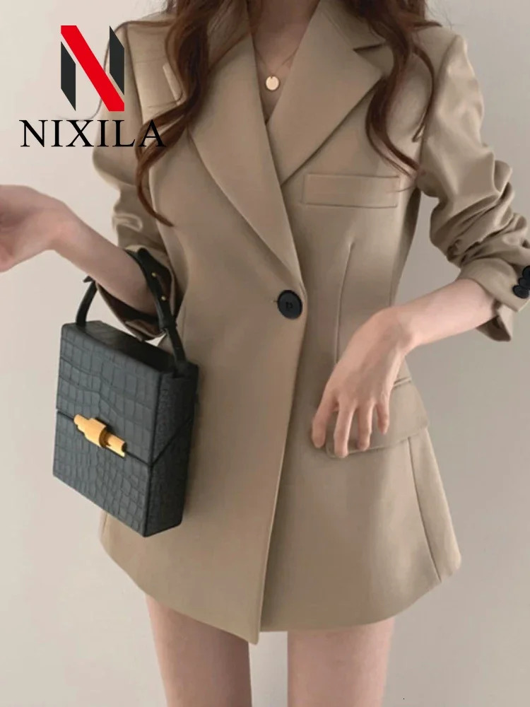 Autumn Winter Womens Blazers Slim Fit Fashion Suit Long Sleeve Jackets Casual Coats for Office Lady Tops Women Clothing 250120