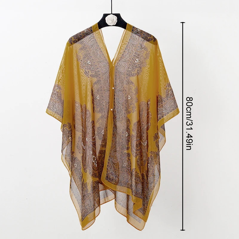 Women Outdoor Sunscreen Shawl Wrap Summer Chiffon Muffler Scarf Bandana Foulard Female Beach Sunprotection Bikini Covertop 250120