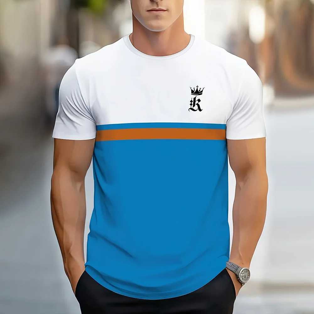 2024 Mens Crew Neck T-shirt Summer Street Mens 3D Stripe Letter Print Short-sleeved Tees Casual Daily Male T Shirts ClothingXJ250117