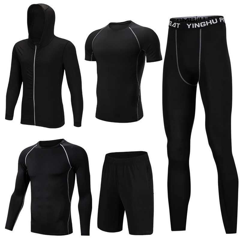 5 Pcs Mens Compression Set Running Tights Workout Fitness Training Tracksuit Short sleeve Shirts Sport Suit rashgard kit S-4XL X250129
