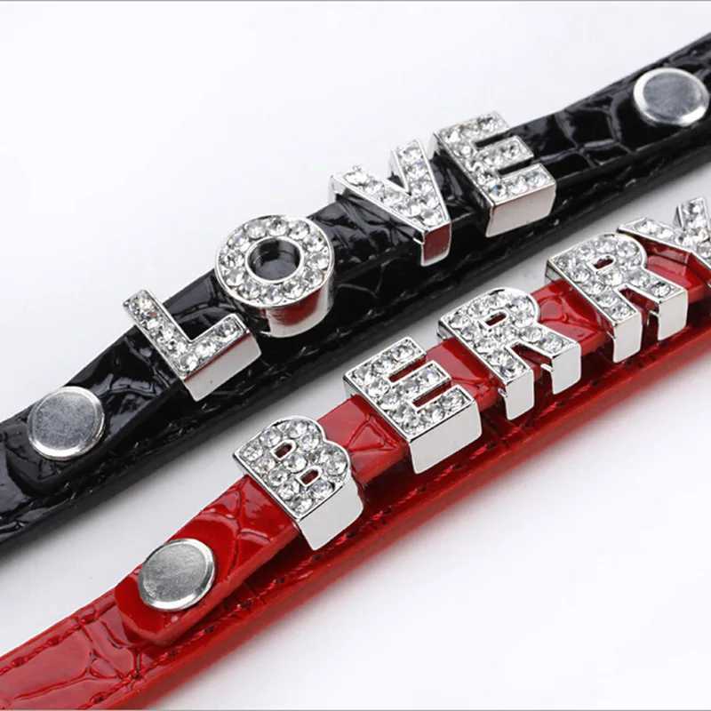 Luxurious Personzed DIY Pet Necklace Pu Crocodile Collar Cat Dog Collar Small And Medium Dog Collar Leather Rhinestone Bling X250129