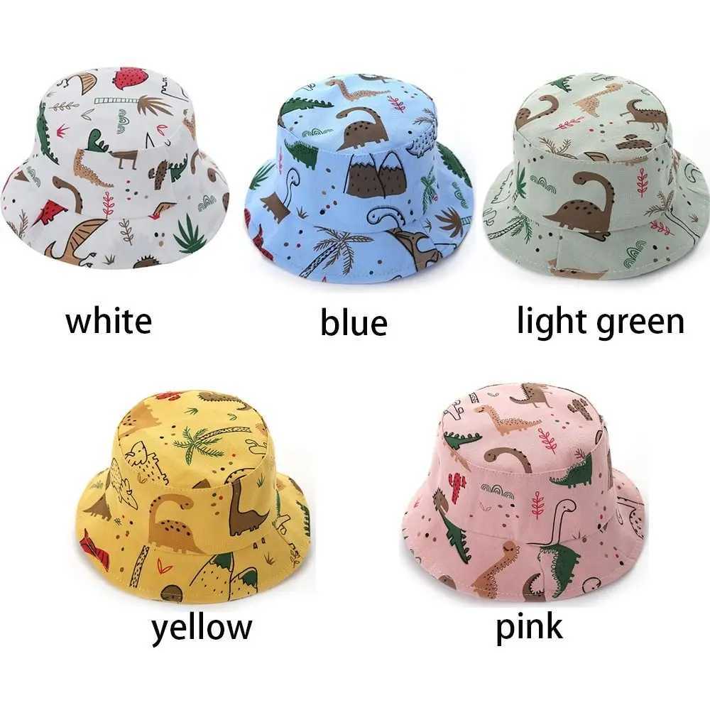 Cartoon Dinosaur Print Baby Bucket Caps for Boy Girl Cute Animal Infant Fisherman Hat Summer Toddler Panama Sun Cap Bonnet M250121