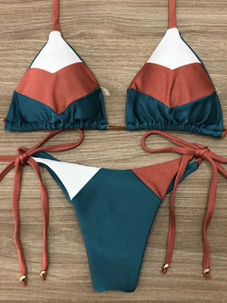 Micro bikinis 2020 Sexy Solid Color Stitching Swimwear Women bikini Set Swimming Suit Bathing Suit Swimsuit Biquinis FemininoXJ250120