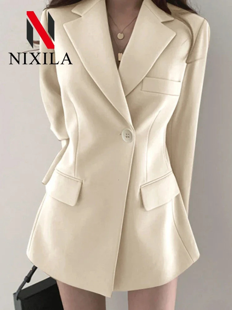 Autumn Winter Womens Blazers Slim Fit Fashion Suit Long Sleeve Jackets Casual Coats for Office Lady Tops Women Clothing 250120