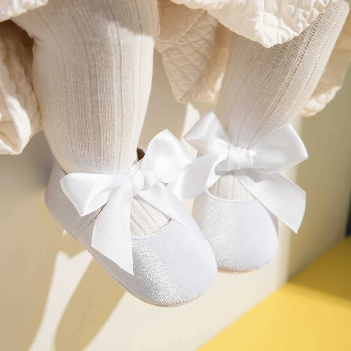 Baby Girl Shoes Bowknot Flats Wedding Princess Dress Shoes Ballet Slippers Non-slip Rubber Sole Toddler First Walking Crib Shoes X250129